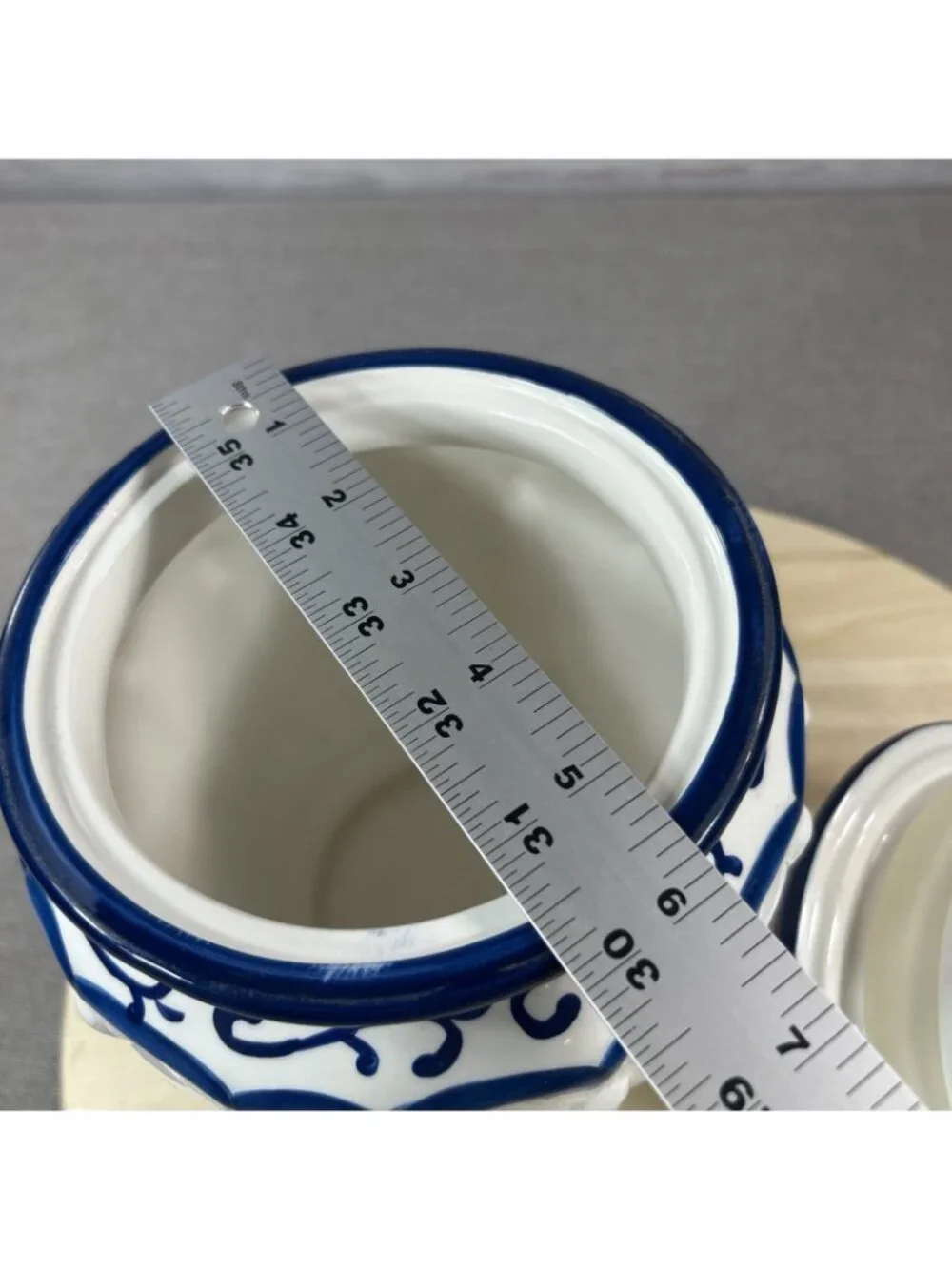 Heartfelt Kitchen Creations Blue & White Porcelain Lidded Ginger Jar Canister